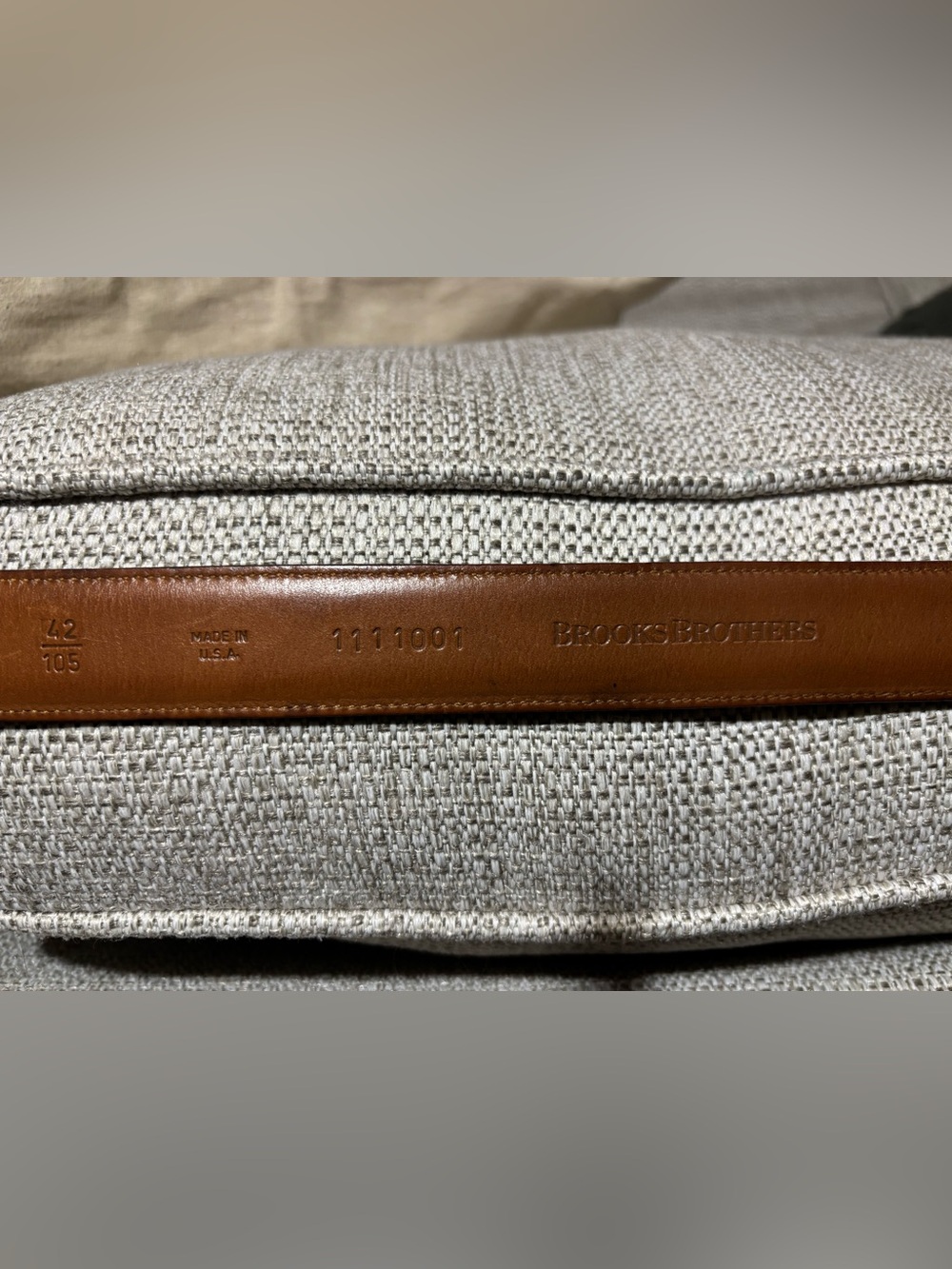 Brooks Brothers Black Leather Belt with Brass Buckle -Size 42
